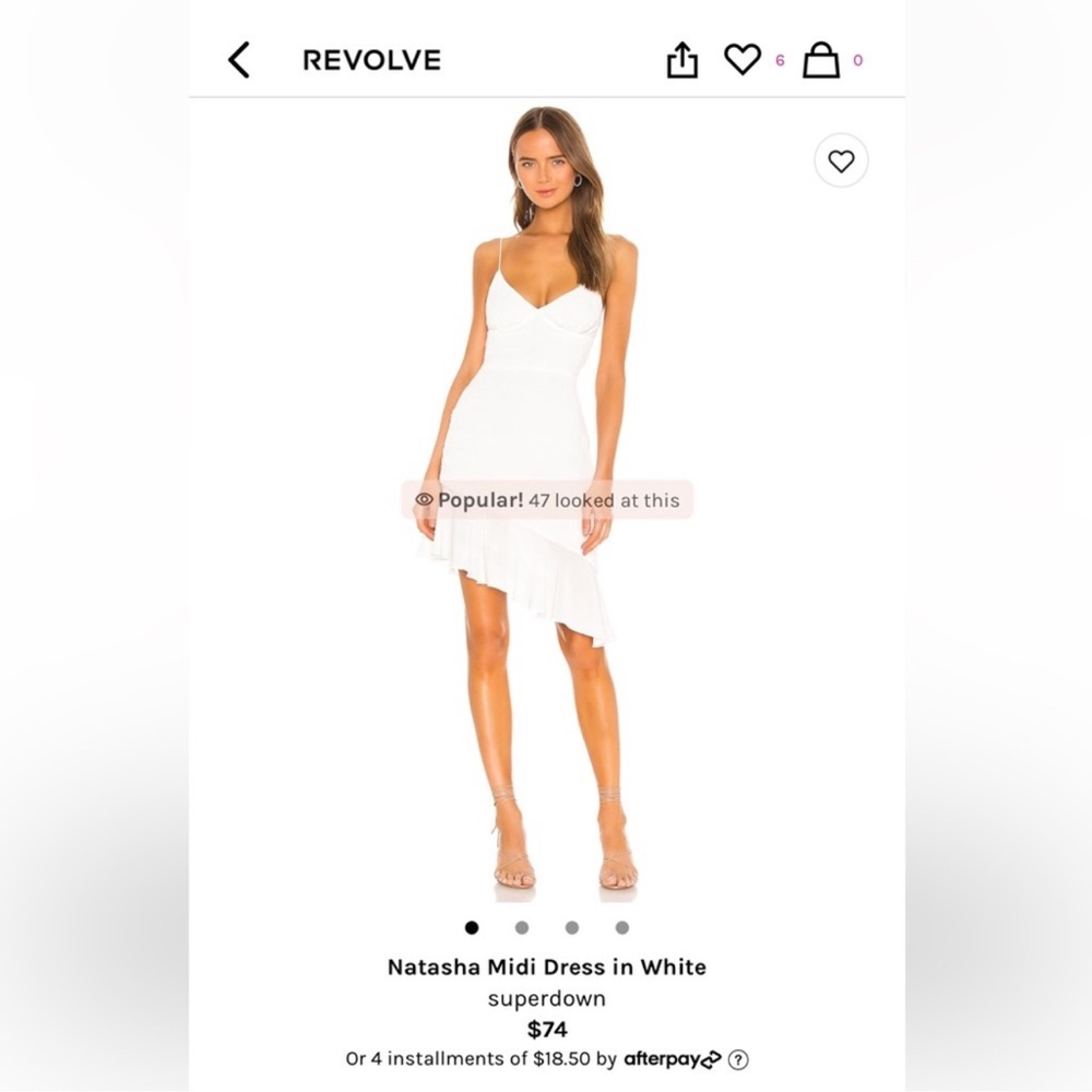 superdown White Asymmetric Midi Dress with Spaghetti Straps